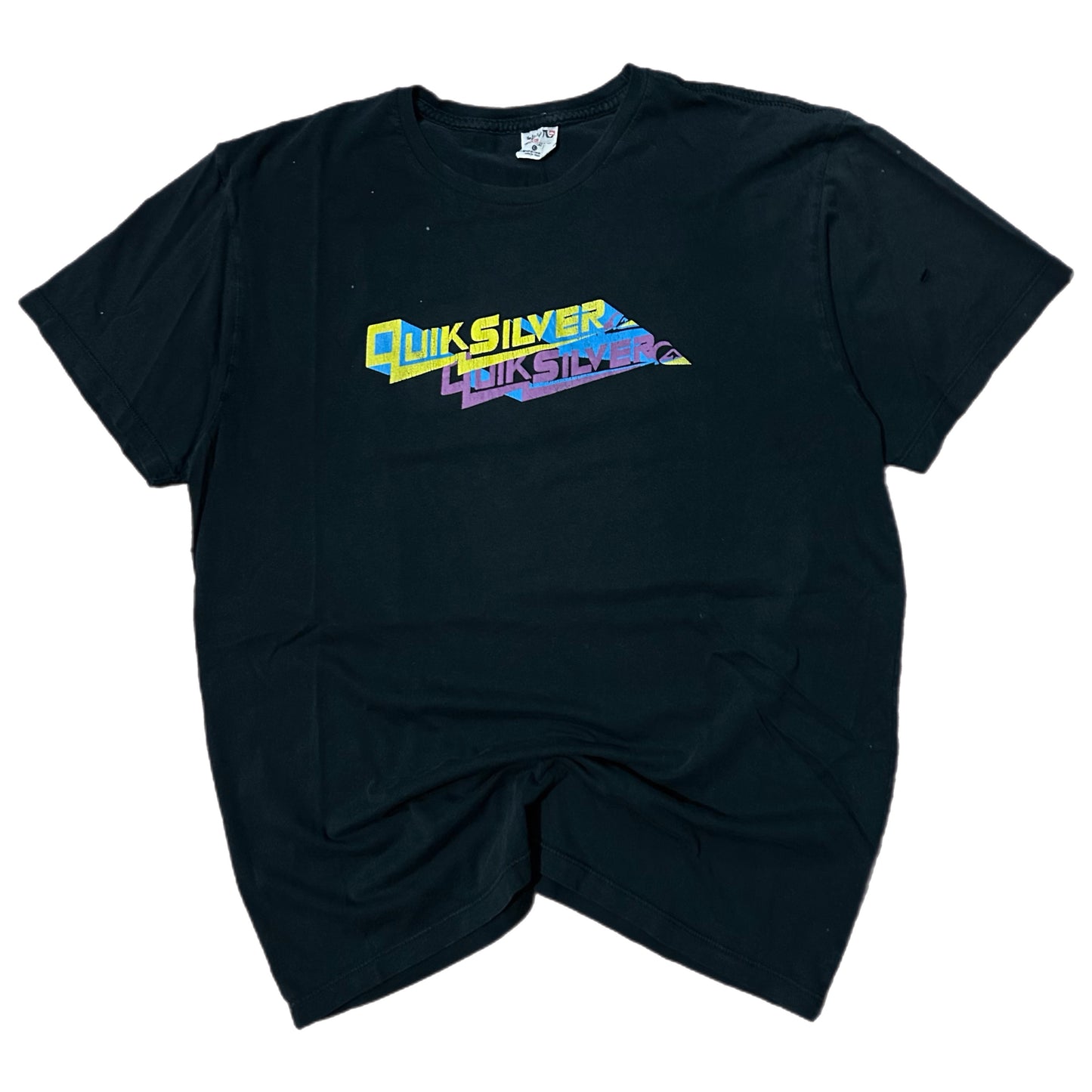 (L) 2000s Quicksilver Multi-Colored Logo Black T-Shirt