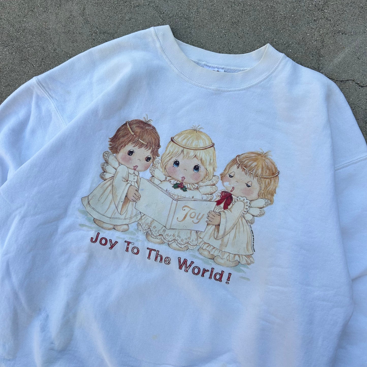 (XL) 90's Joy to The World White Crewneck