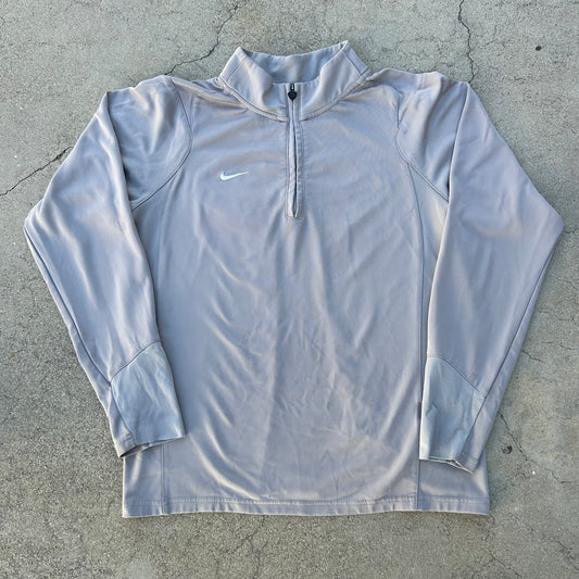 (Womens L) Y2K Nike Team Quarter-Zip Longsleeve