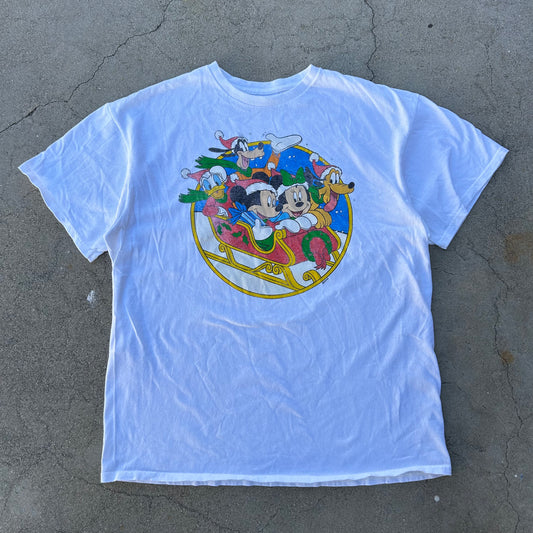 (L) Vintage Mickey Mouse & Friends Christmas Sled Shirt