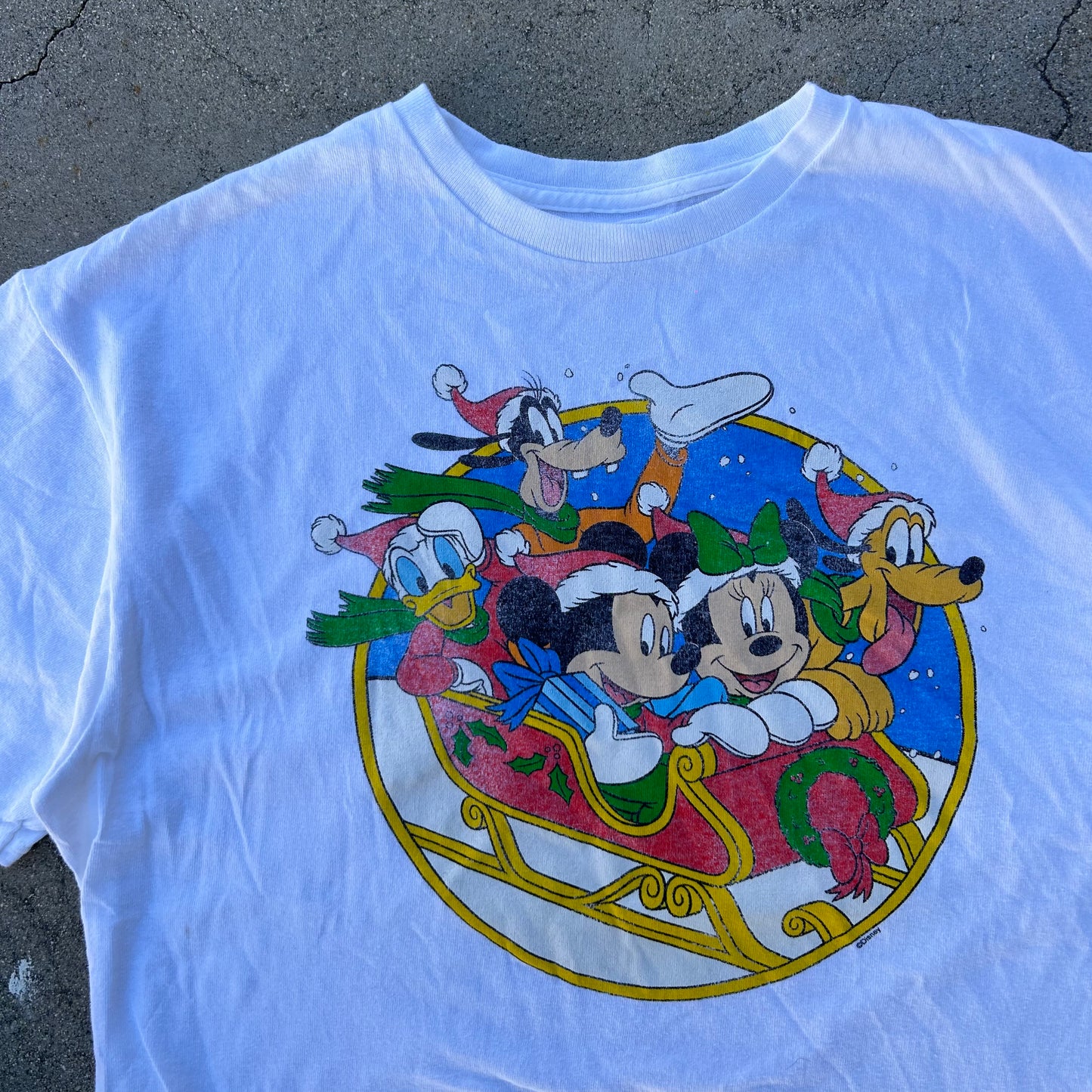 (L) Vintage Mickey Mouse & Friends Christmas Sled Shirt