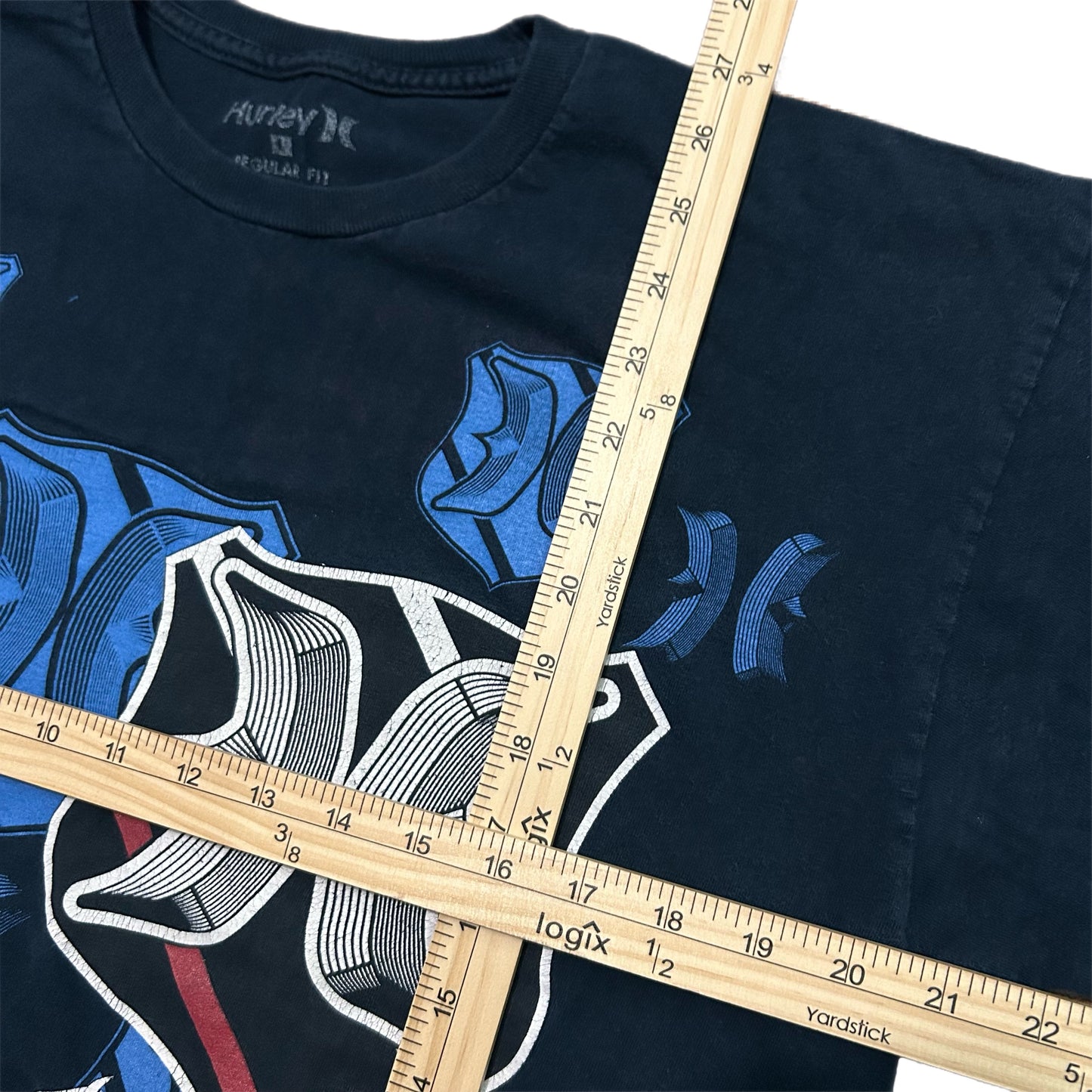 (L) Hurley Multi-Logo Navy T-Shirt