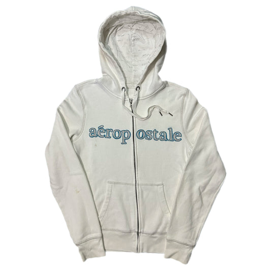 (M) Y2K Women Aeropostale White Zip-Up Jacket