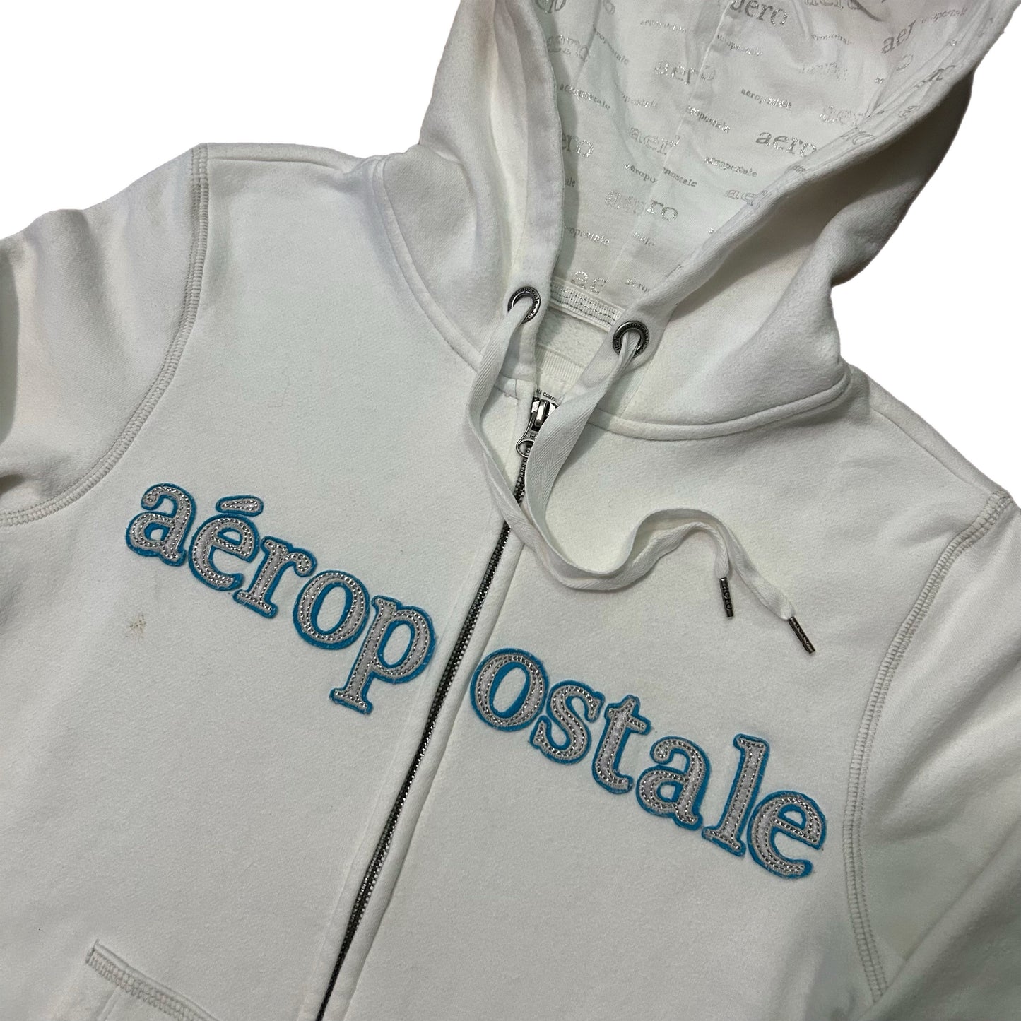 (M) Y2K Women Aeropostale White Zip-Up Jacket