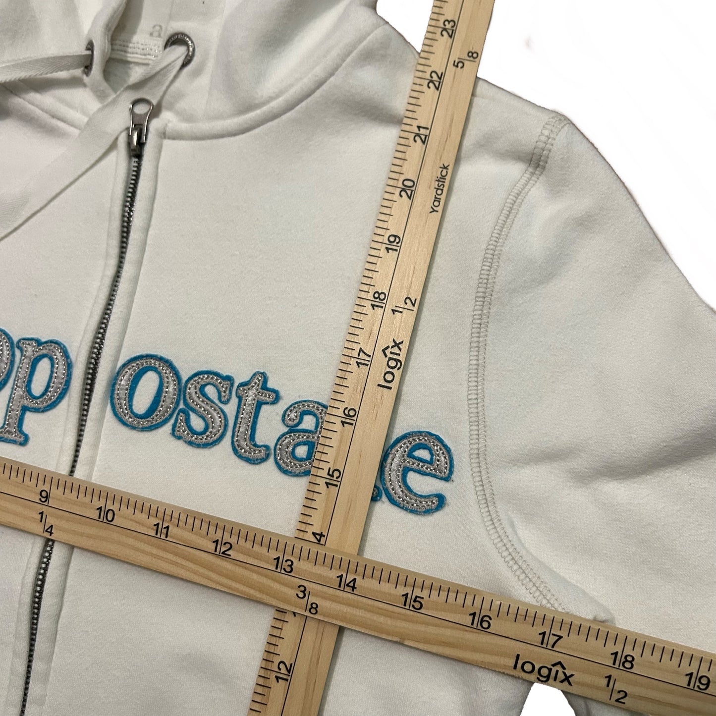 (M) Y2K Women Aeropostale White Zip-Up Jacket