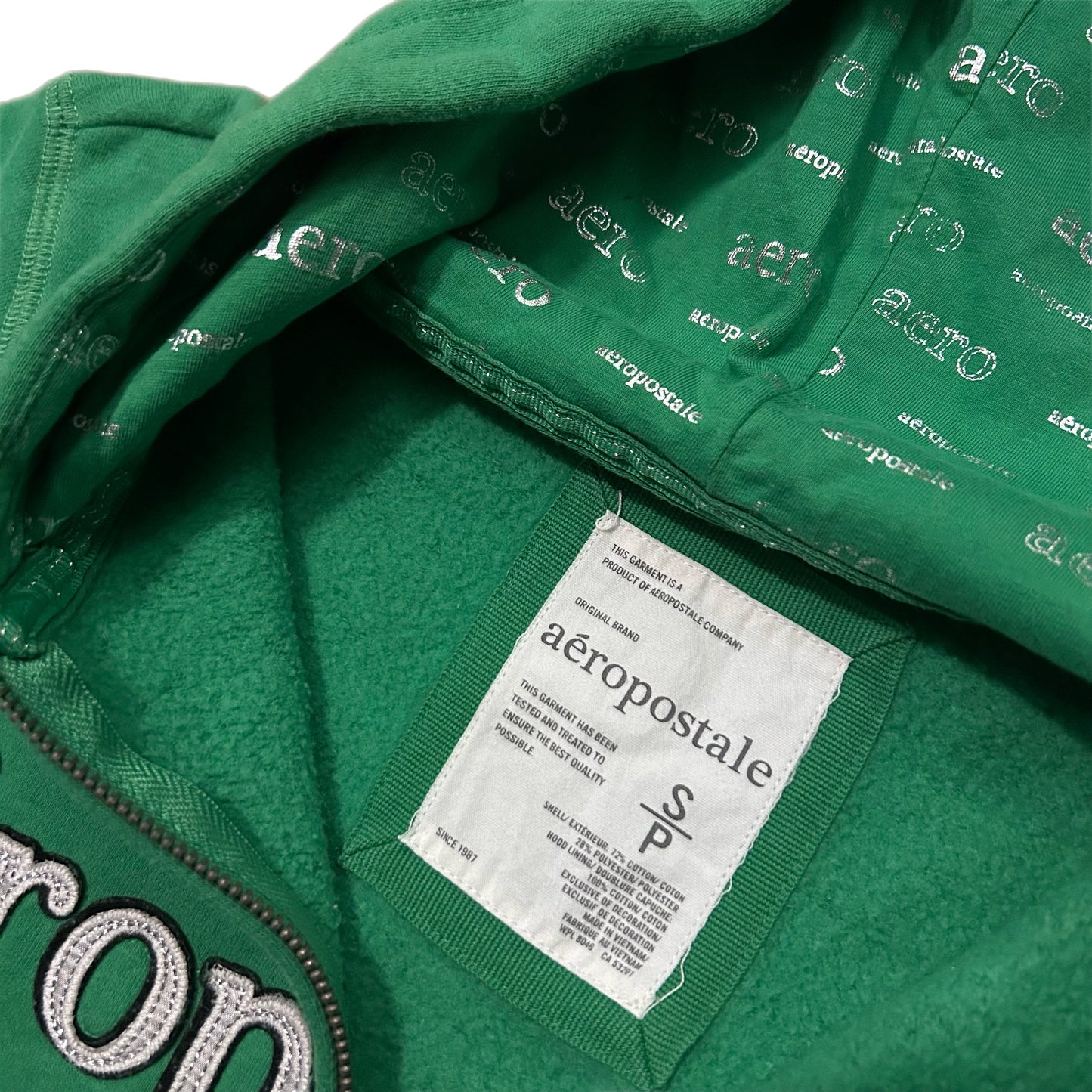 (S) Y2K Aeropostale Green Zip-Up Jacket