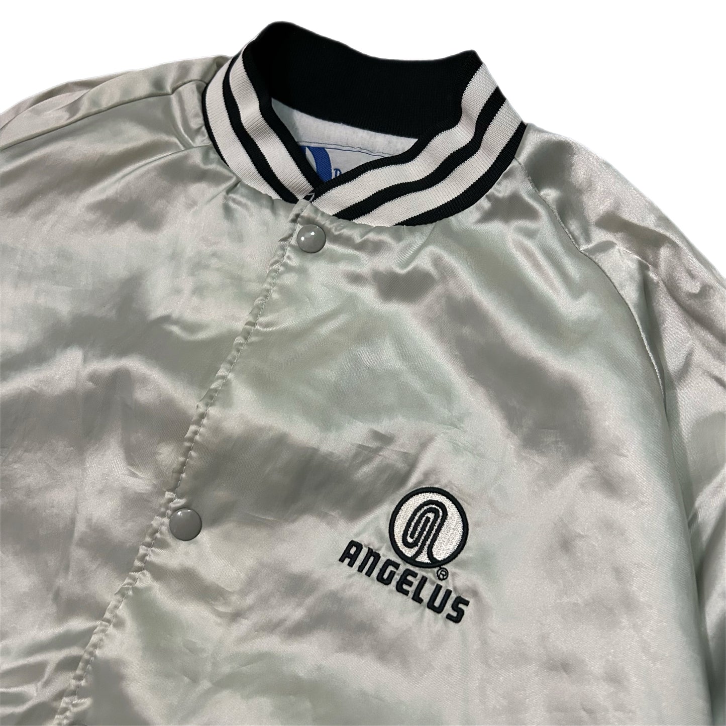 (XXL) Vintage Satin Angelus Silver Bomber Jacket
