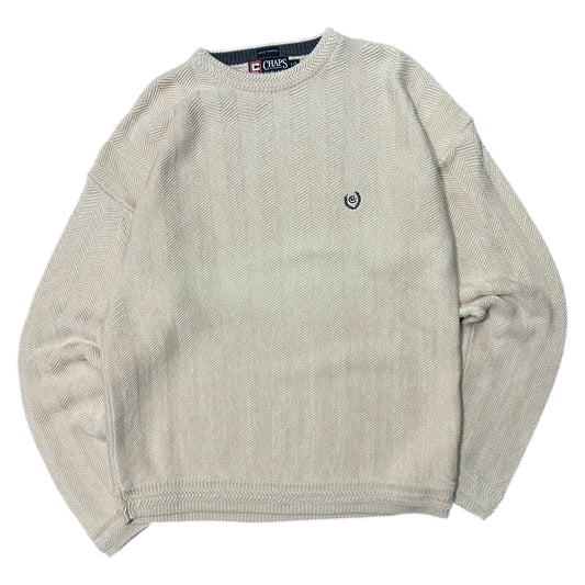 (L) Vintage Chaps Ralph Lauren Polo White Knitted Pullover