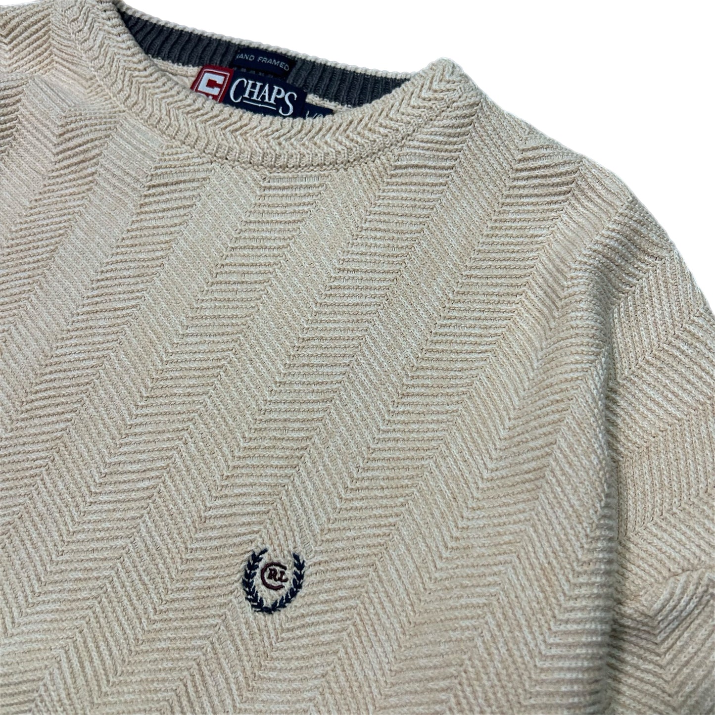 (L) Vintage Chaps Ralph Lauren Polo White Knitted Pullover
