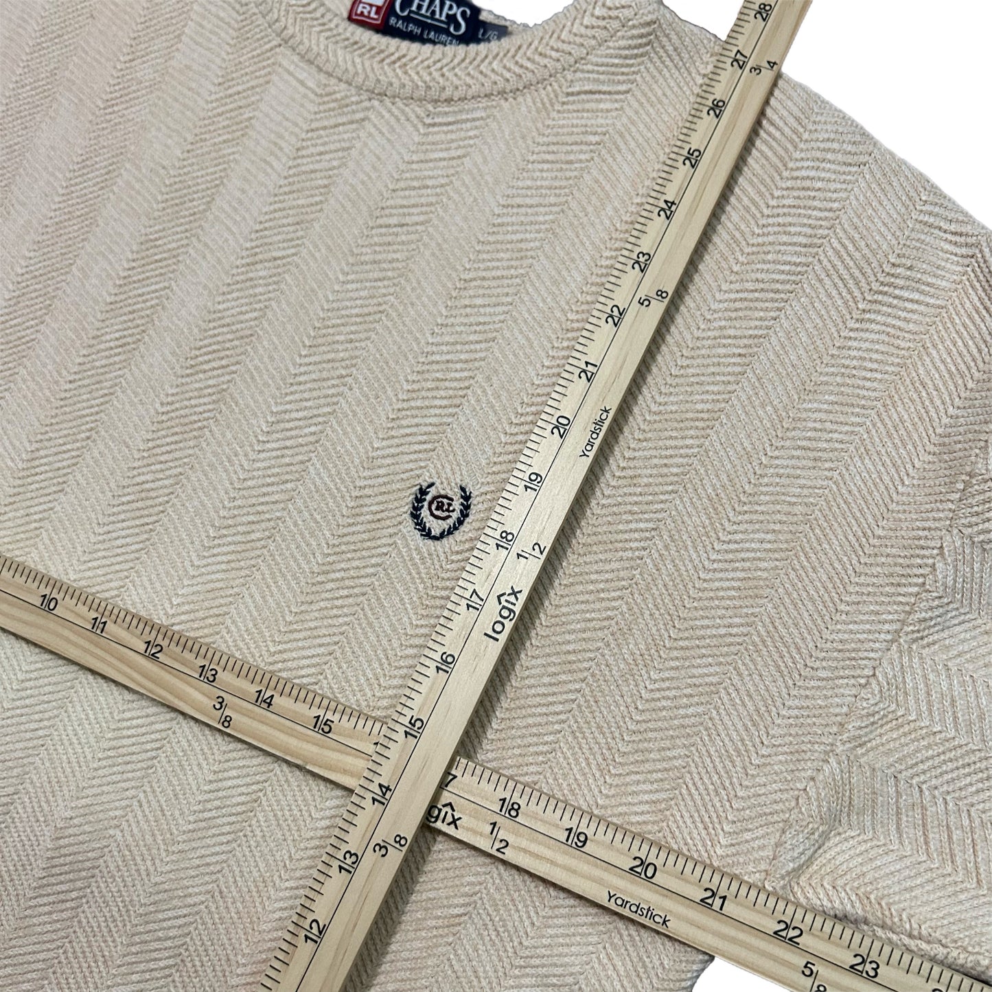 (L) Vintage Chaps Ralph Lauren Polo White Knitted Pullover