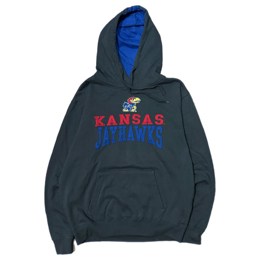 (M) Vintage Kansas Jayhawks Grey Pullover Hoodie