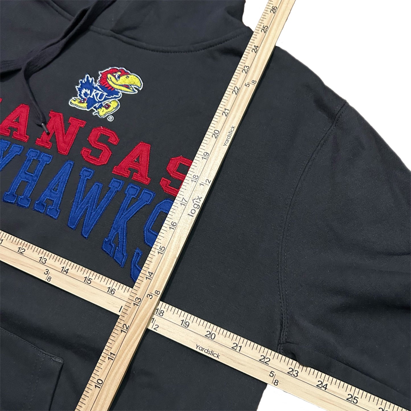 (M) Vintage Kansas Jayhawks Grey Pullover Hoodie
