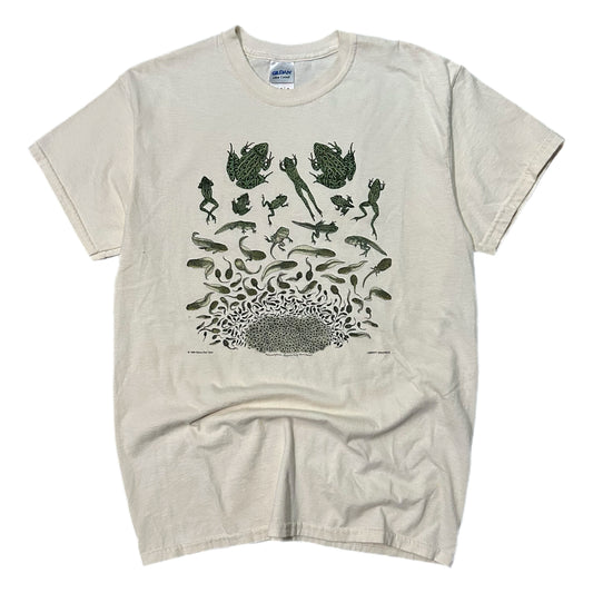 (M) Vintage Frog Life Cycle Beige T-Shirt