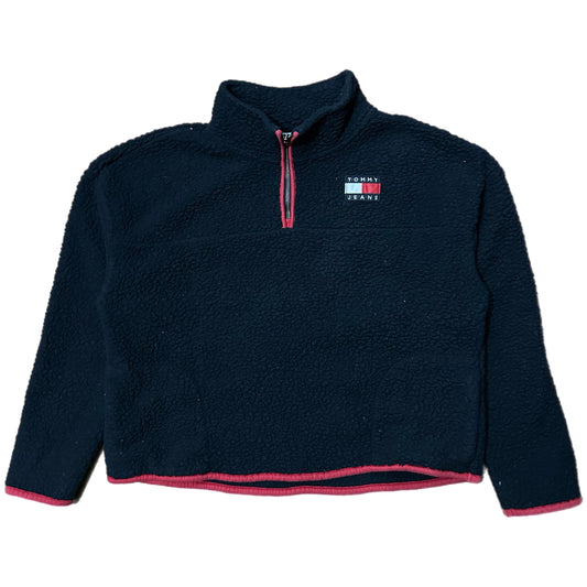 (Women L) Womans Tommy Hilfiger Logo Navy Fleece