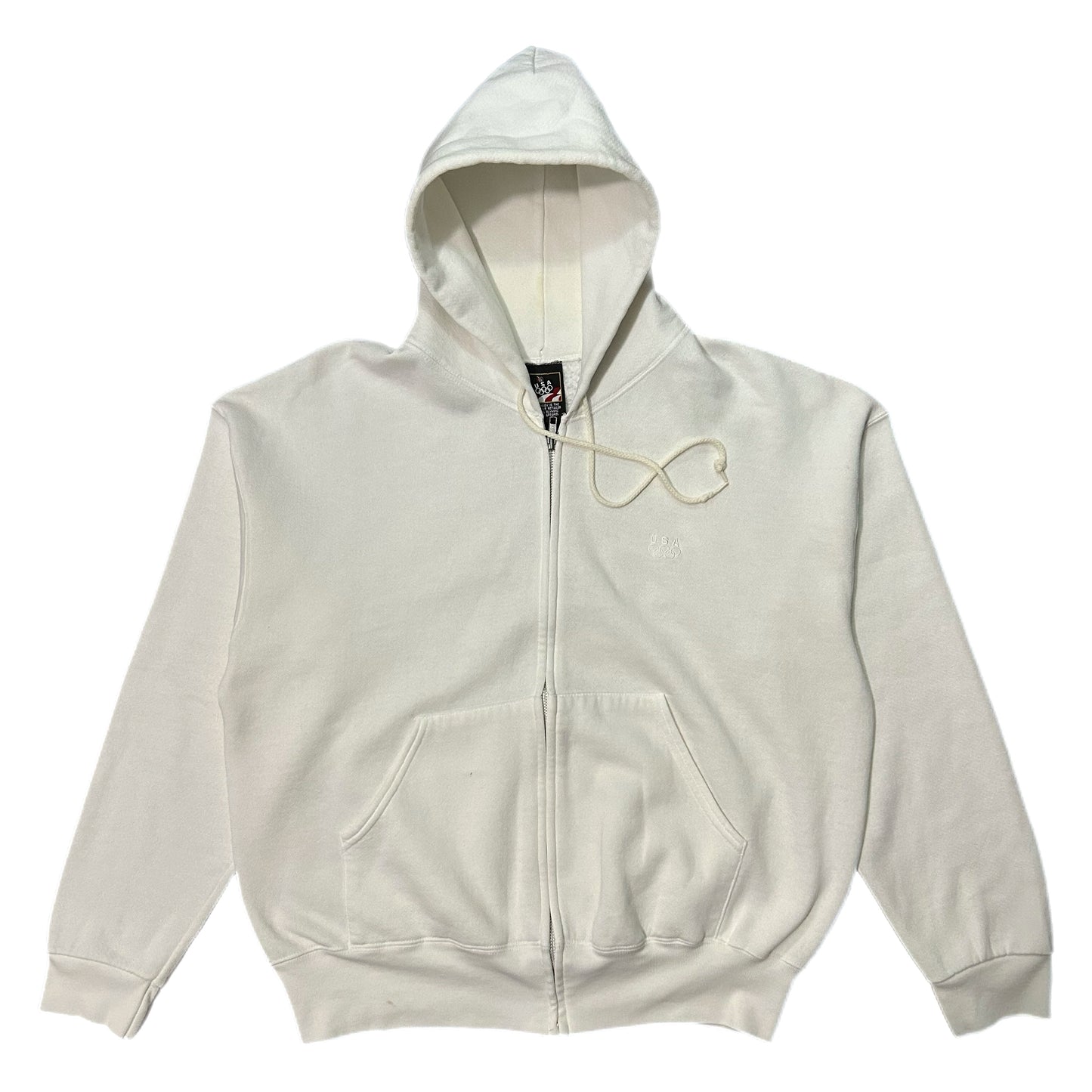 (XL) Vintage Team U.S.A Oylmpics White Full Zip-Up Hoodie