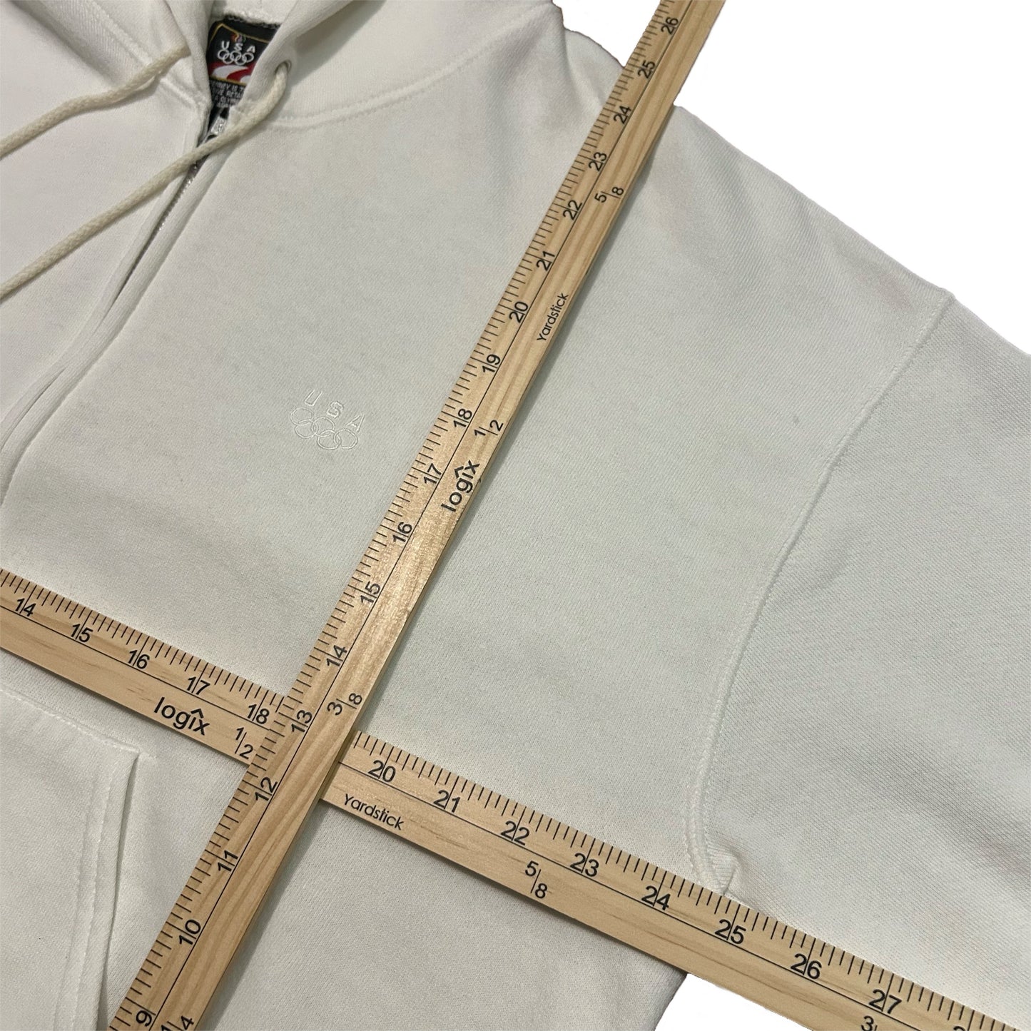 (XL) Vintage Team U.S.A Oylmpics White Full Zip-Up Hoodie