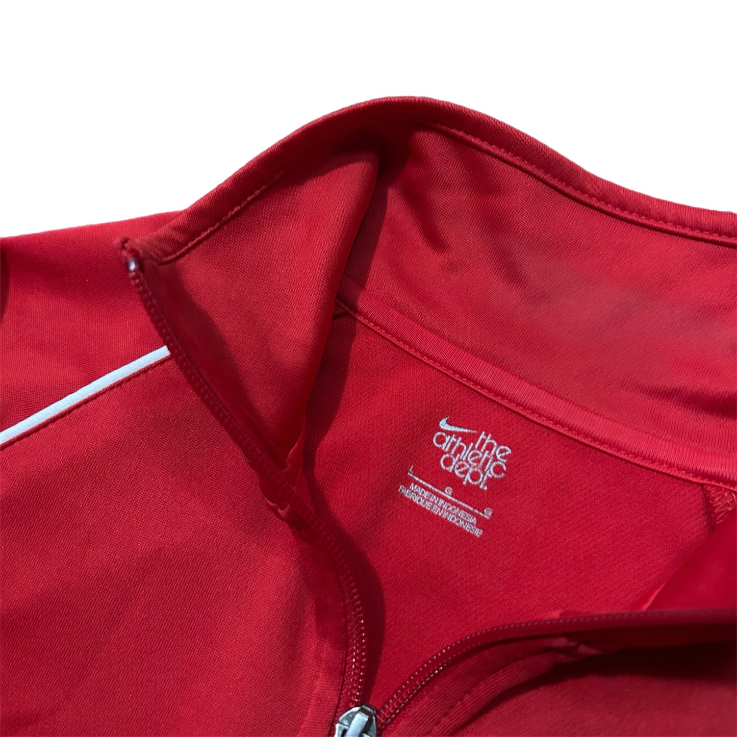 (Women L) Y2K Nike Small Swoosh Red Full-Zip Jacket