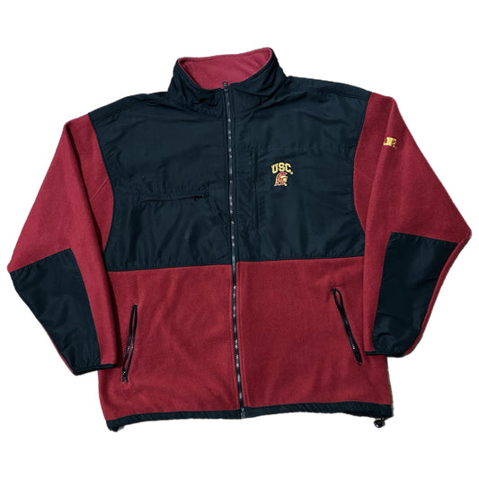 (XXL) Y2K USC Trojans Red Zip-Up Fleece Jacket