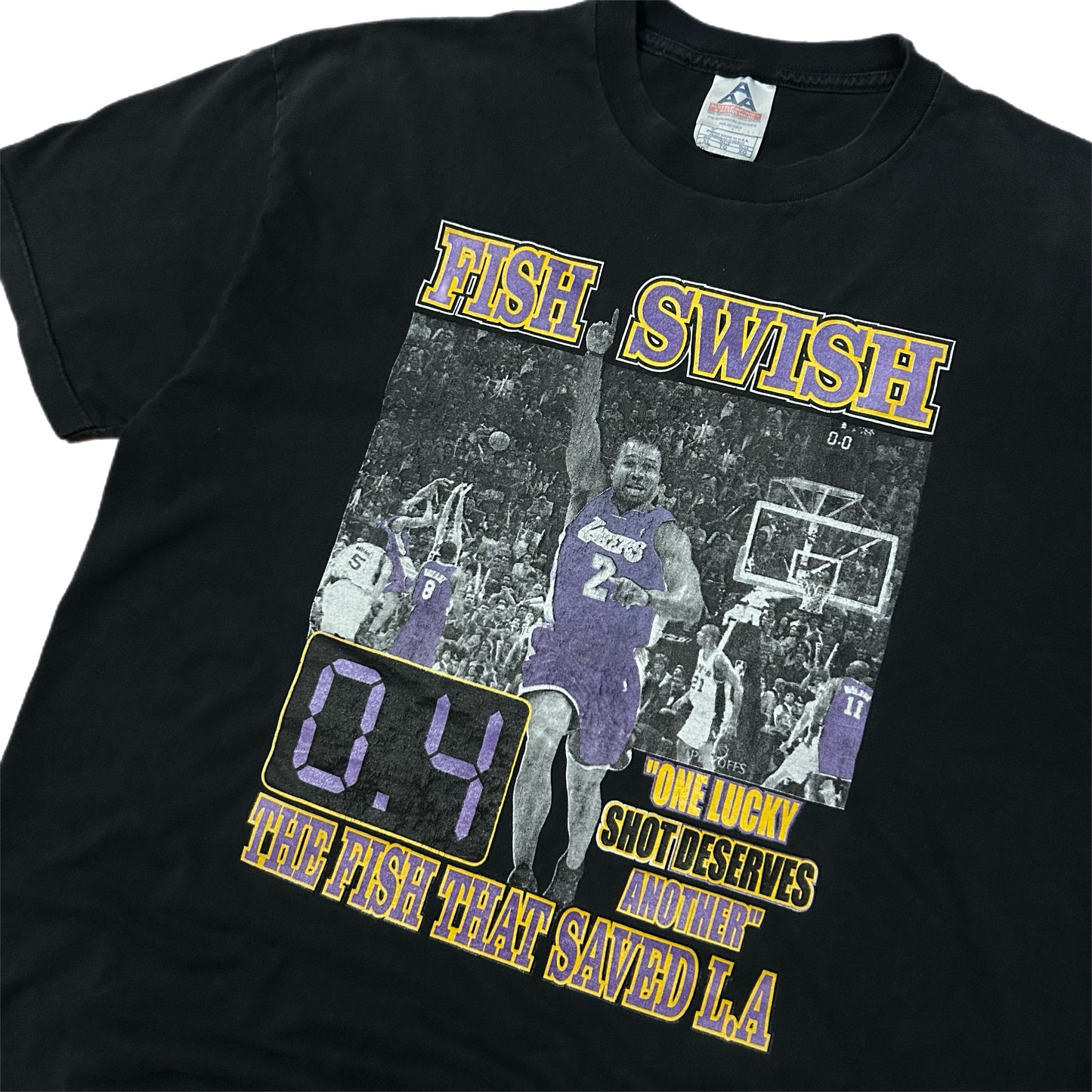 (XL) 2004 LA Lakers Derek Fisher Lucky Shot Black T-Shirt